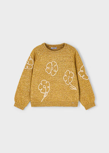 Maglione Fiori Applicazione Mostarda