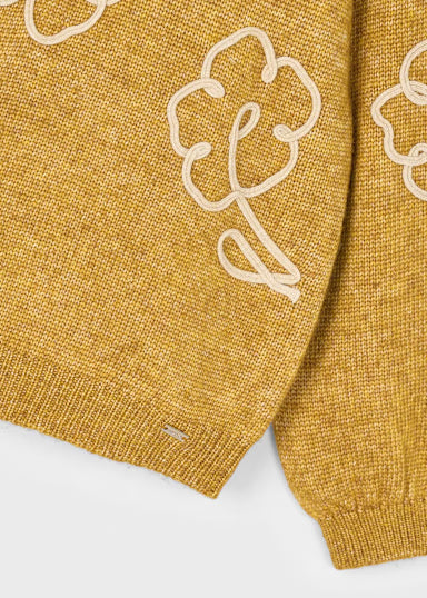 Maglione Fiori Applicazione Mostarda