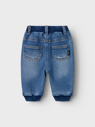 Jeans Baggy Con Polsino Blu Denim