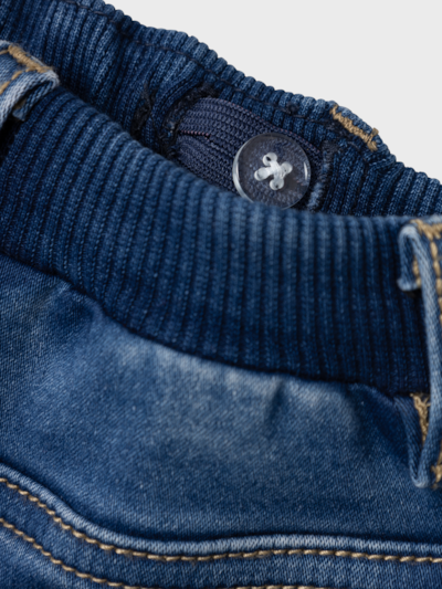 Jeans Baggy Con Polsino Blu Denim