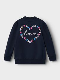 Felpa Zip Blu con cuoricini