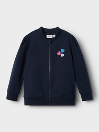Felpa Zip Blu con cuoricini