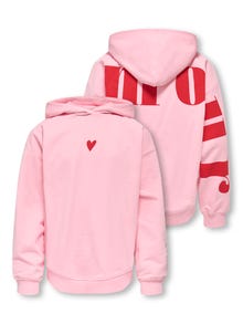 Felpa Rosa Con Cappuccio E Cuore