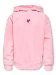 Felpa Rosa Con Cappuccio E Cuore