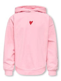 Felpa Rosa Con Cappuccio E Cuore