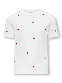 T-Shirt Bianca Con Cuoricini