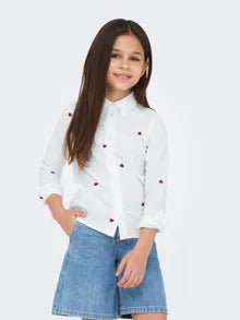 Camicia Manica Lunga Da Ragazza Con Cuoricini