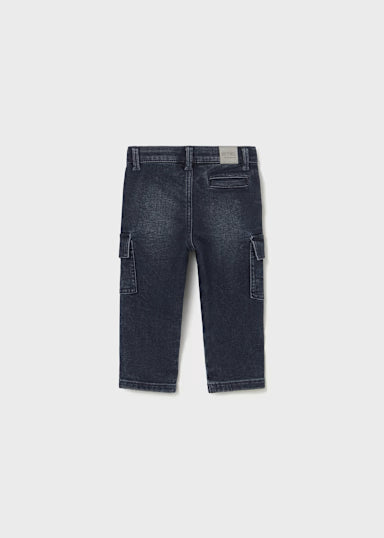Pantalone Soft Denim Cargo Blue Black