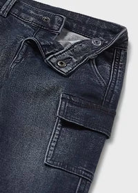 Pantalone Soft Denim Cargo Blue Black