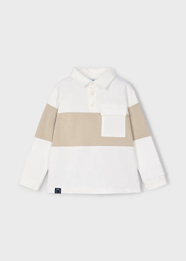 Polo Manica Lunga Color Block Panna