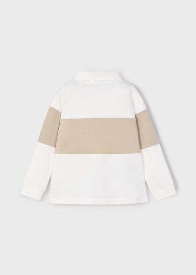 Polo Manica Lunga Color Block Panna