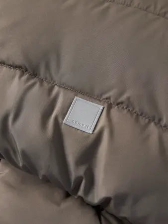 Giacca Imbottita Con Cappuccio E Interno In Teddy Marron