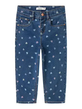 Jeans Elasticizzati Da Bambina Con Fantasia A Cuori Colo