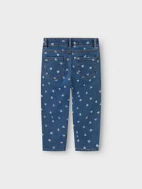 Jeans Elasticizzati Da Bambina Con Fantasia A Cuori Colo