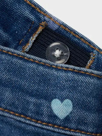 Jeans Elasticizzati Da Bambina Con Fantasia A Cuori Colo