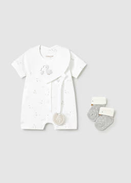 Set Nascita 3 Pezzi Bianco E Grigio