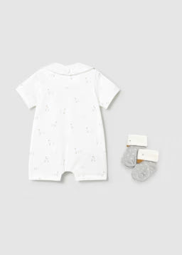 Set Nascita 3 Pezzi Bianco E Grigio