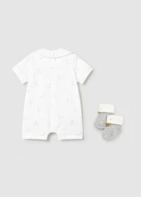 Set Nascita 3 Pezzi Bianco E Grigio