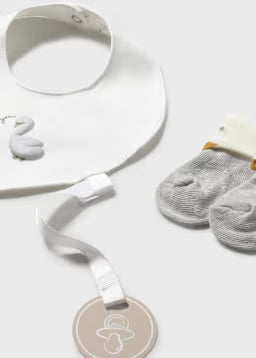 Set Nascita 3 Pezzi Bianco E Grigio