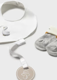 Set Nascita 3 Pezzi Bianco E Grigio