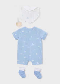 Set Nascita 3 Pezzi Bianco E Azzurro