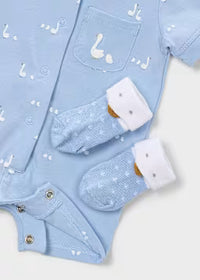 Set Nascita 3 Pezzi Bianco E Azzurro