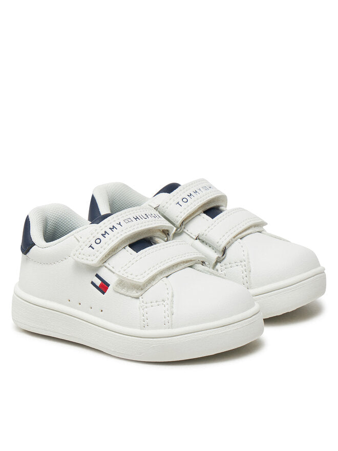 Sneaker Bassa Velcro Bianco Blu