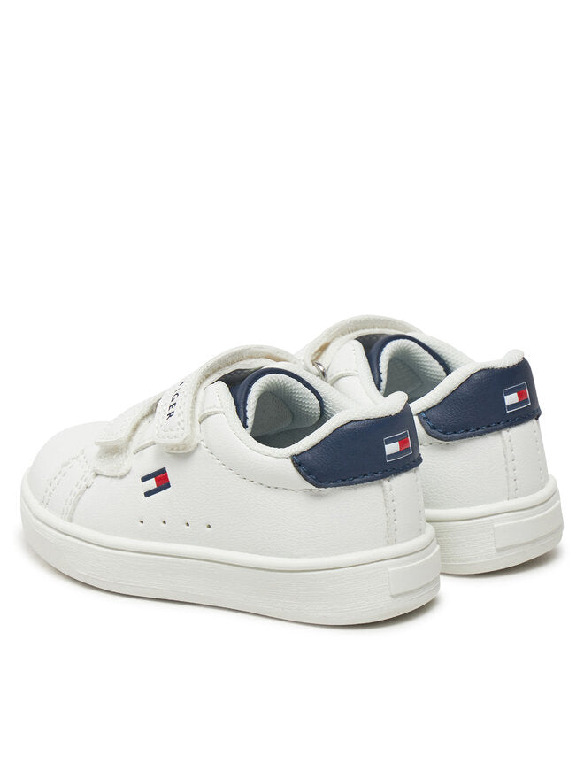 Sneaker Bassa Velcro Bianco Blu