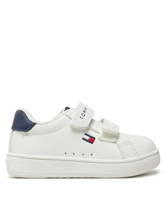 Sneaker Bassa Velcro Bianco Blu