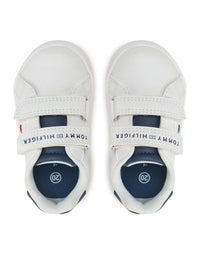 Sneaker Bassa Velcro Bianco Blu
