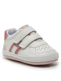 Scarpa Bassa Con Velcro Bianco/Rosa