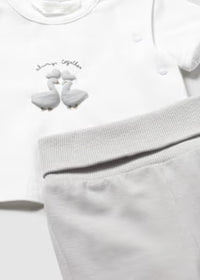 Set 3 Pezzi Cardigan T-Shirt E Pantaloni Grigio