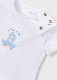 Set 3 Pezzi Cardigan T-Shirt E Pantaloni Azzurro