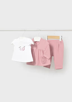 Set 3 Pezzi Rosa Antico Felpa T-Shirt E Pantaloni
