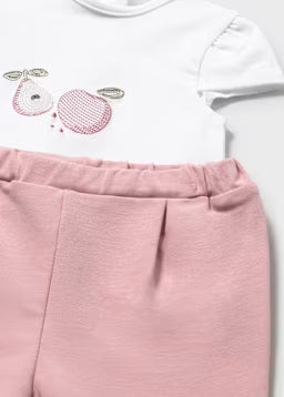 Set 3 Pezzi Rosa Antico Felpa T-Shirt E Pantaloni