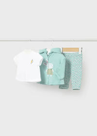 Set 3 Pezzi Verde Felpa T-Shirt E Leggings