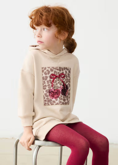 Vestito Felpa Cappuccio Panna