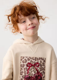 Vestito Felpa Cappuccio Panna