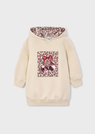 Vestito Felpa Cappuccio Panna