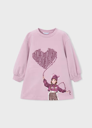 Vestito Felpa Cuore Rosa