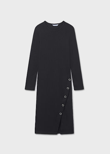 Vestito Midi Costine Nero