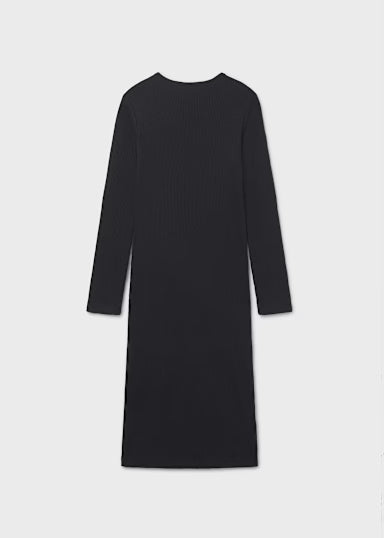 Vestito Midi Costine Nero