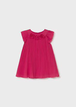 Vestito Plissettato Bimba Cerimonia Fucsia