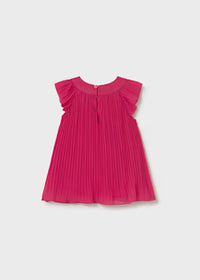 Vestito Plissettato Bimba Cerimonia Fucsia