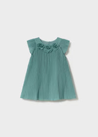Vestito Plissettato Bimba Cerimonia Verde