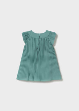 Vestito Plissettato Bimba Cerimonia Verde
