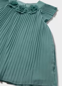 Vestito Plissettato Bimba Cerimonia Verde