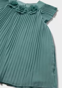 Vestito Plissettato Bimba Cerimonia Verde