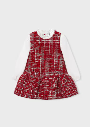 Vestito Quadri Combinato Rosso