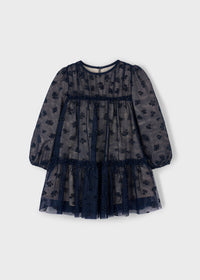 Vestito Tulle Fantasia Marino